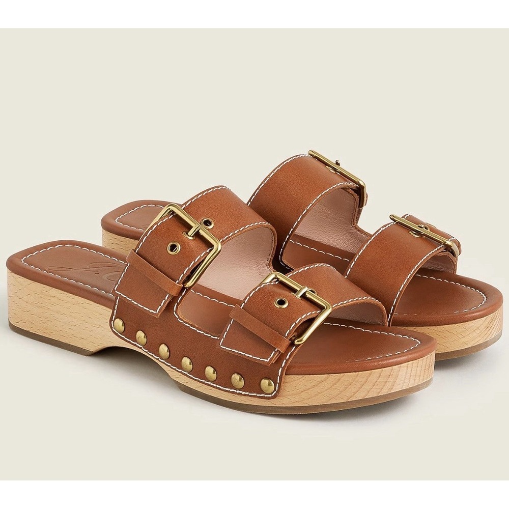 J. Crew Leather Double Buckle Strap Sandals Women's Size 7.5